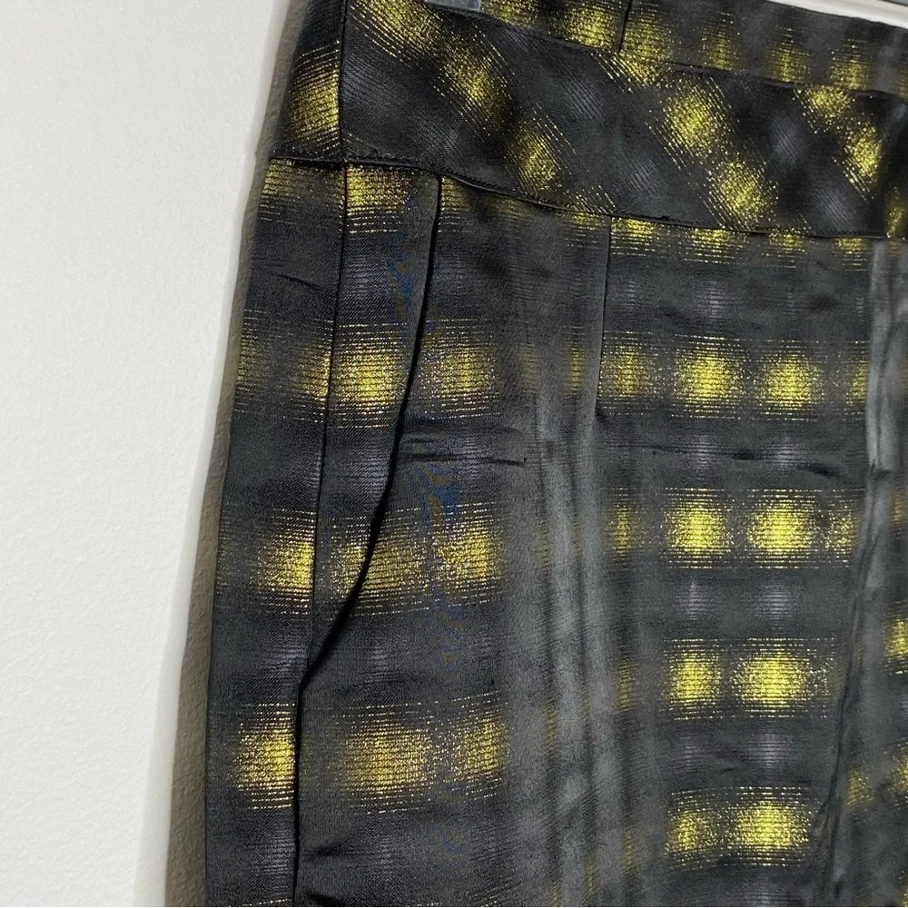 The Limited Yellow Metallic Plaid Skirt